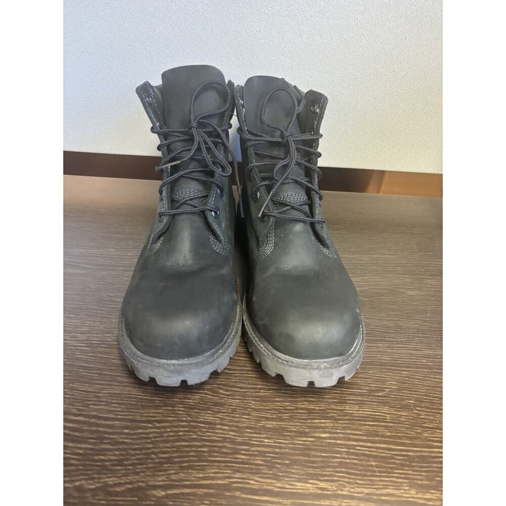 Timberland Premium 6 inch Kids Boys Boots Sz 5 Black Nubuck Waterproof EUC